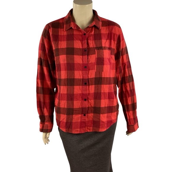 Disney Mickey Mouse Plaid Flannel Shirt Red Graphic Back 2X - Picture 2 of 7